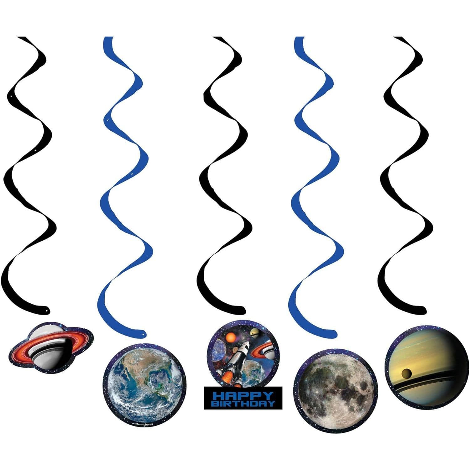 Paper Outer Space Happy Birthday Hanging Decoration