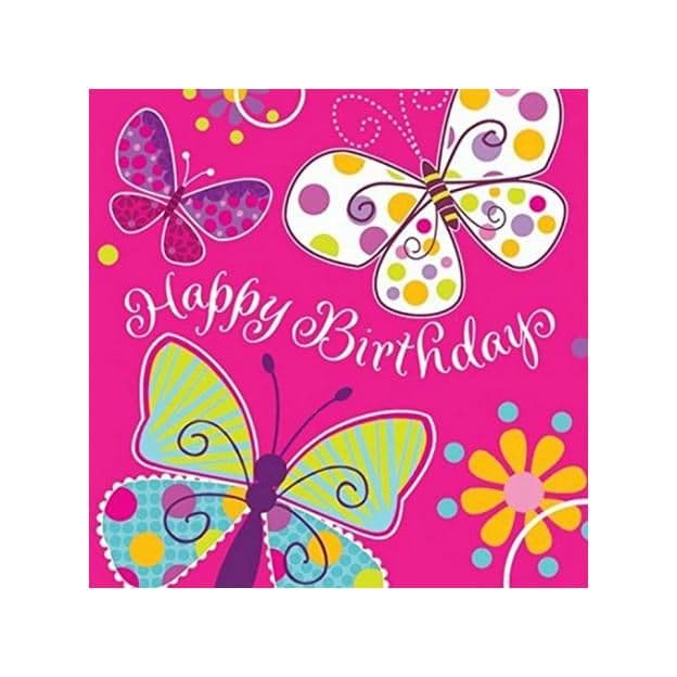 Butterflies Happy Birthday Napkins