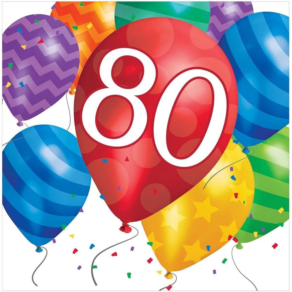 2 Ply Balloons 80th Napkins