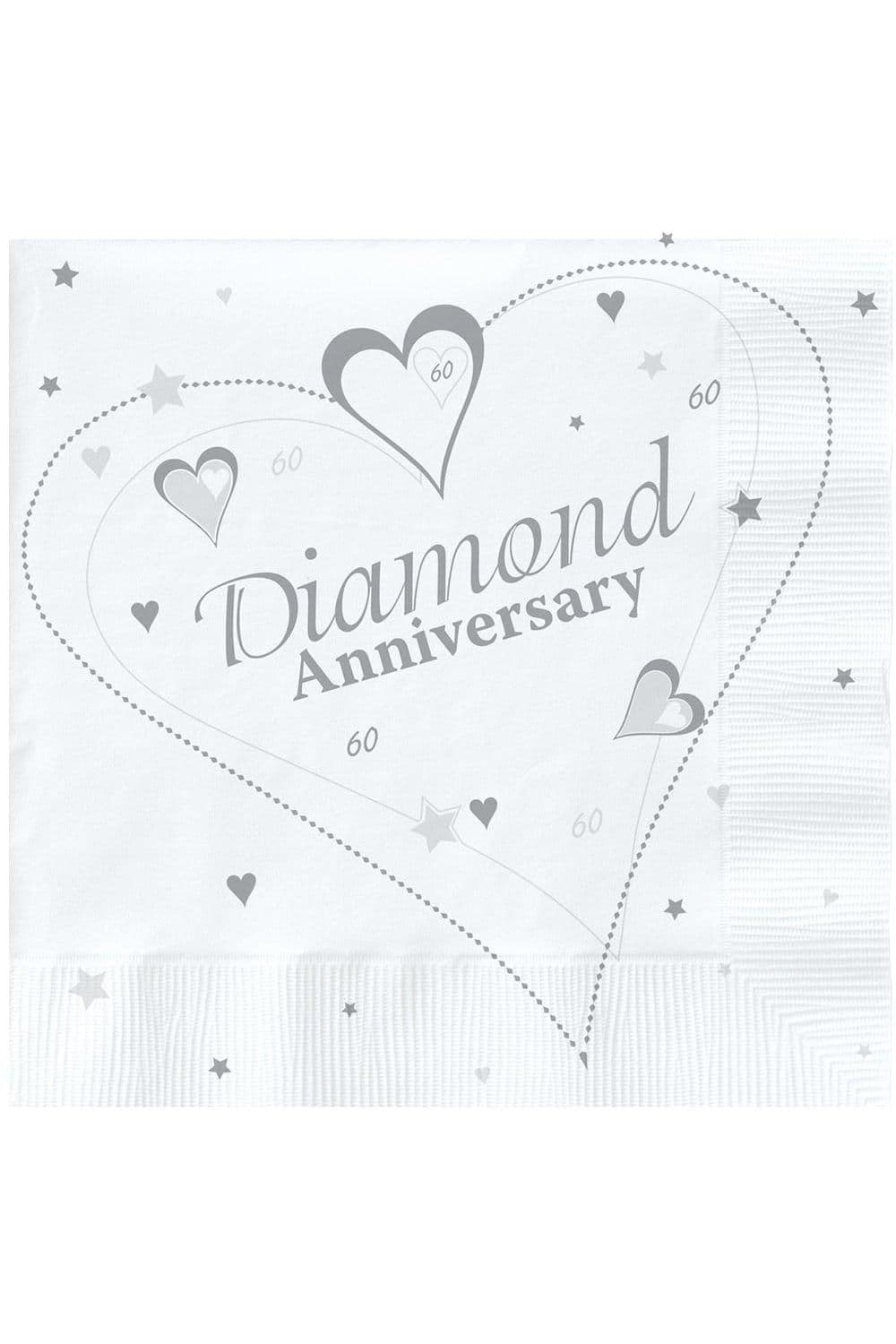 2 Ply Diamond Wedding Anniversary Disposable Napkins