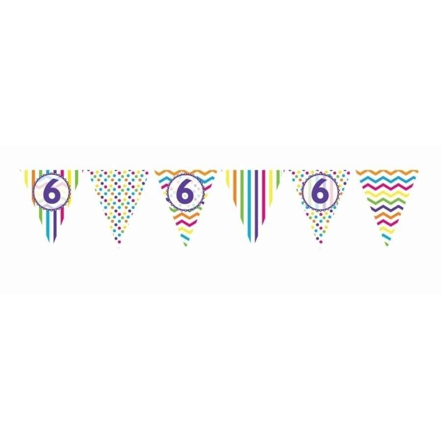 Paper Pennant 6th Birthday Banner