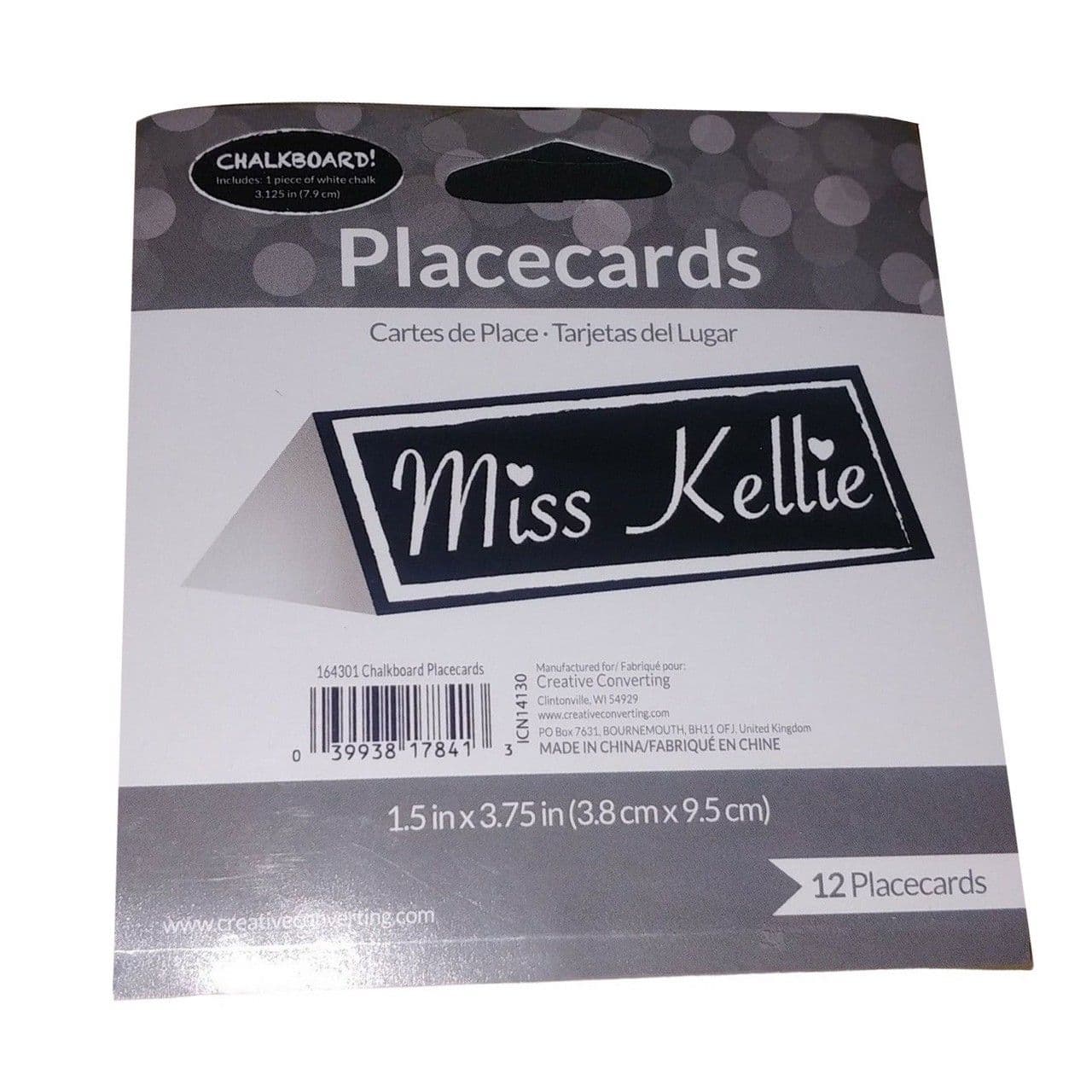 Miss Kellie Paper Chalk Board Place Cards