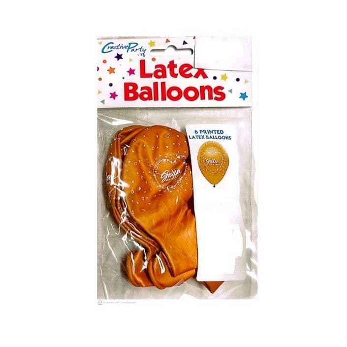 Latex Hearts Golden Wedding Anniversary Balloons