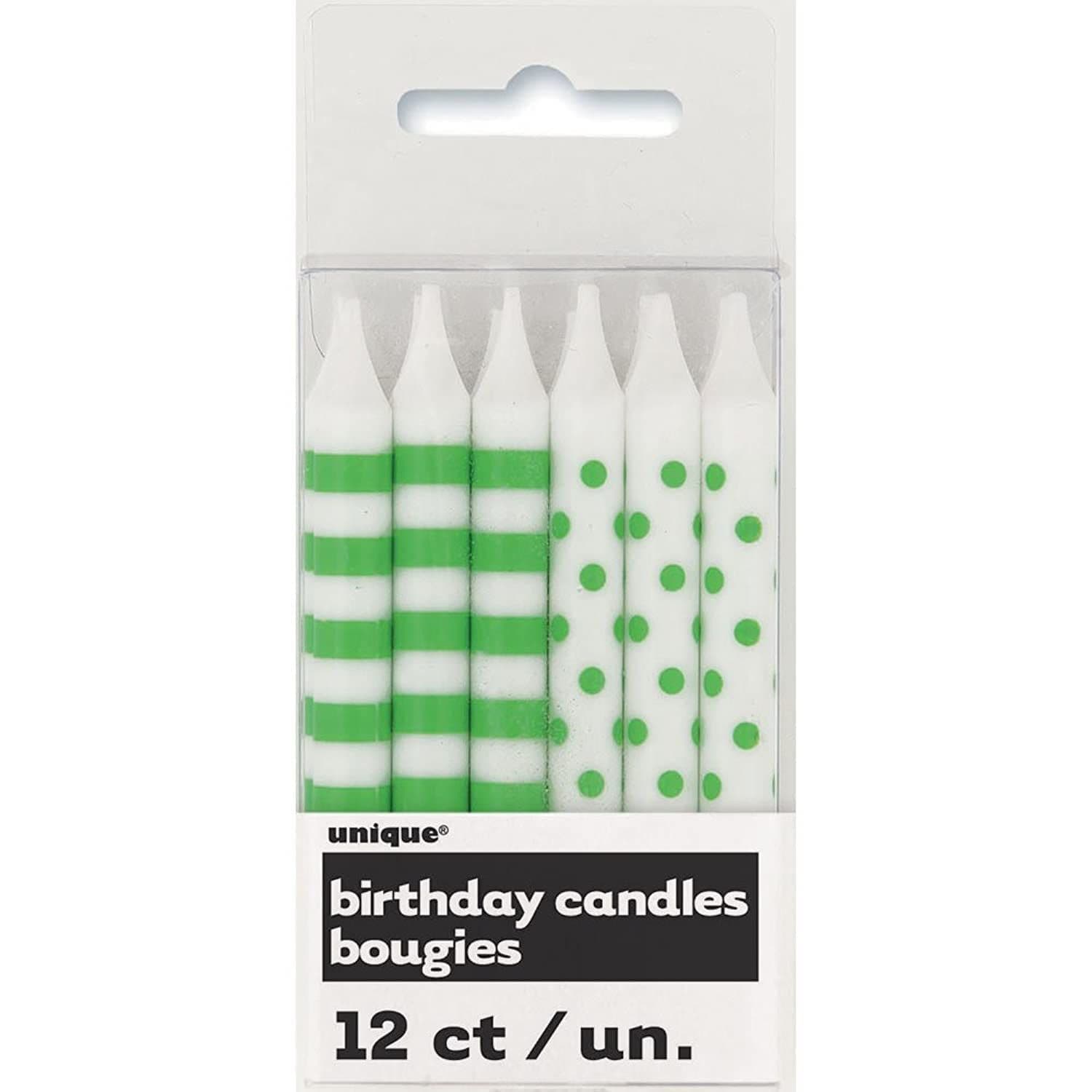 Dot Stripe Happy Birthday Candles