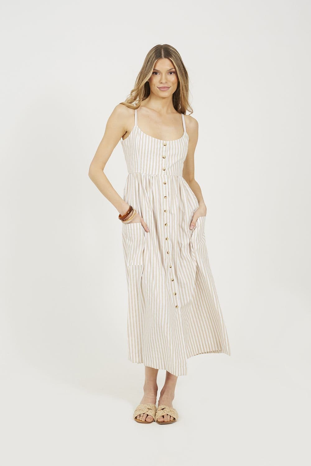 Stripe Button Down Midi Dress