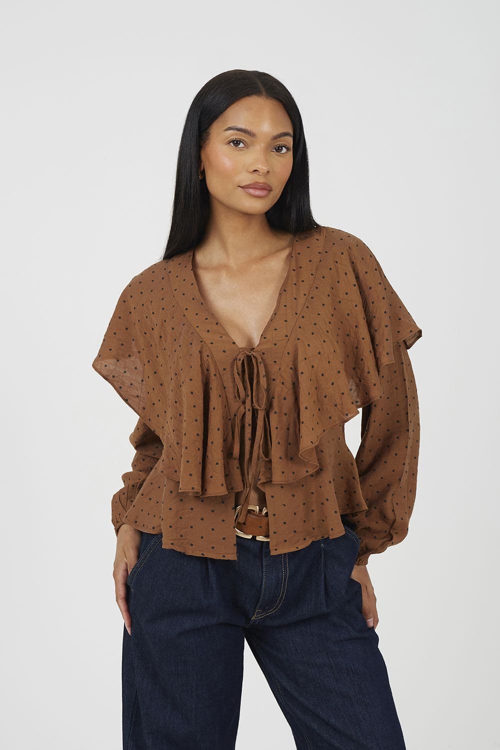 Long Sleeve Top Frill Detail
