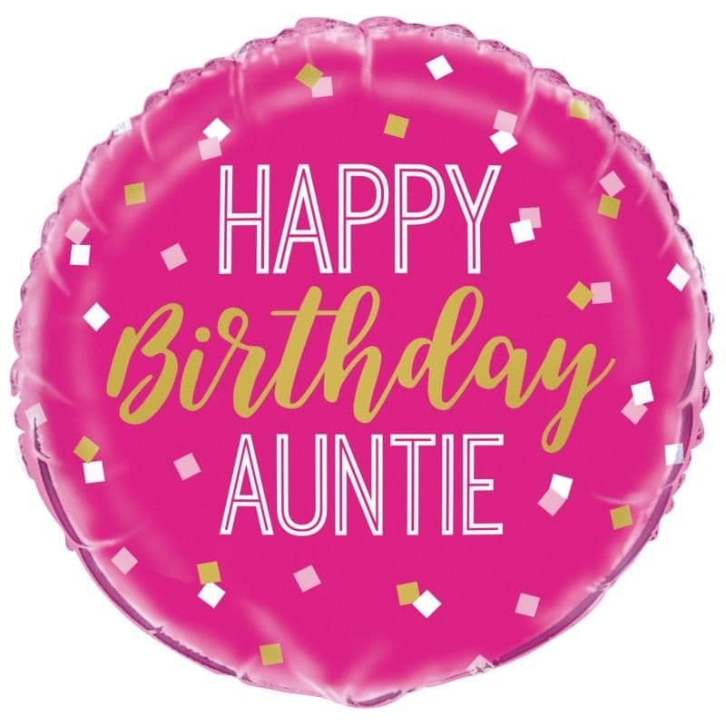 Happy Birthday Auntie Round Foil Balloon