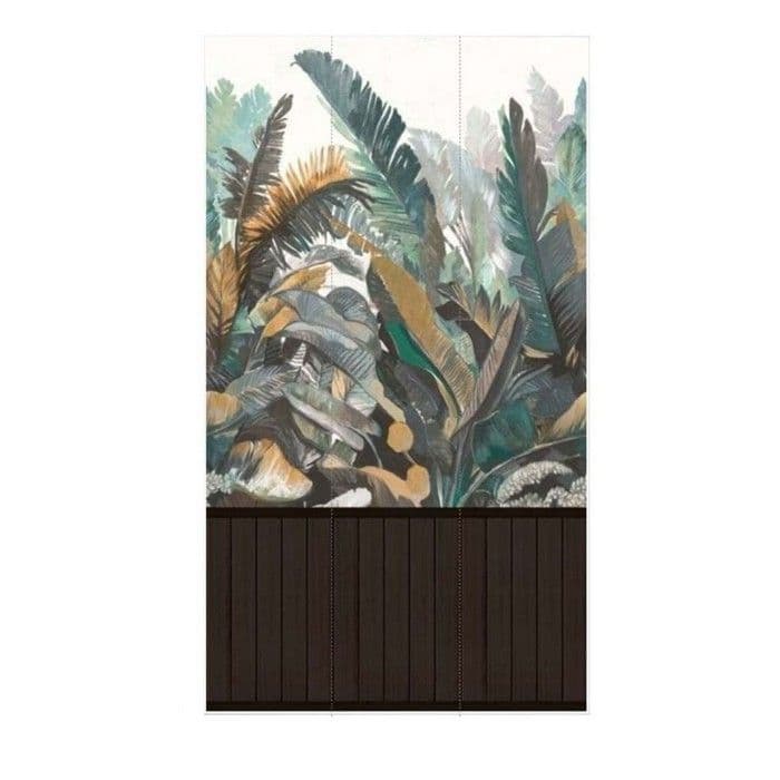 Tropical Leaf & Wood Slats 2 1 Vinyl Textured Wallpaper