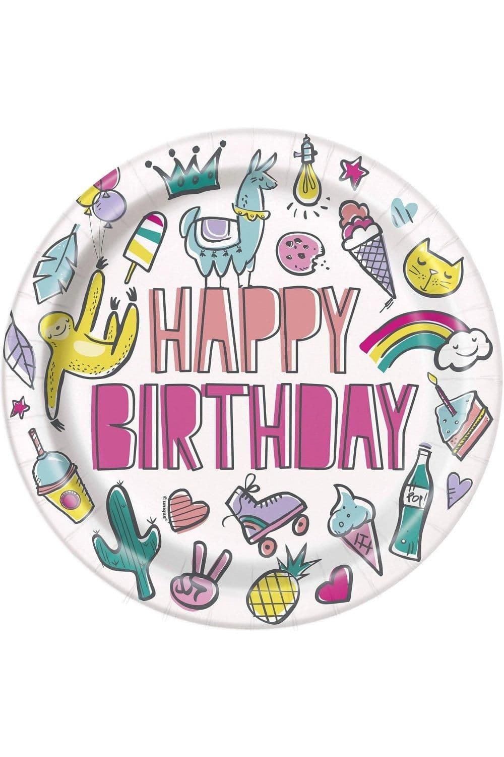 Round Happy Birthday Disposable Plates
