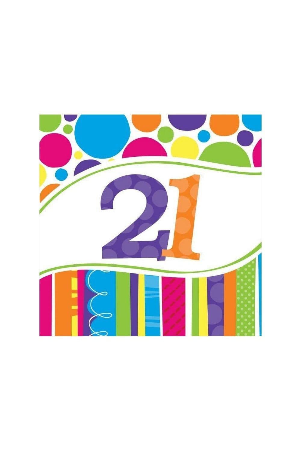 Bright Bold 2 Ply 21st Birthday Napkins