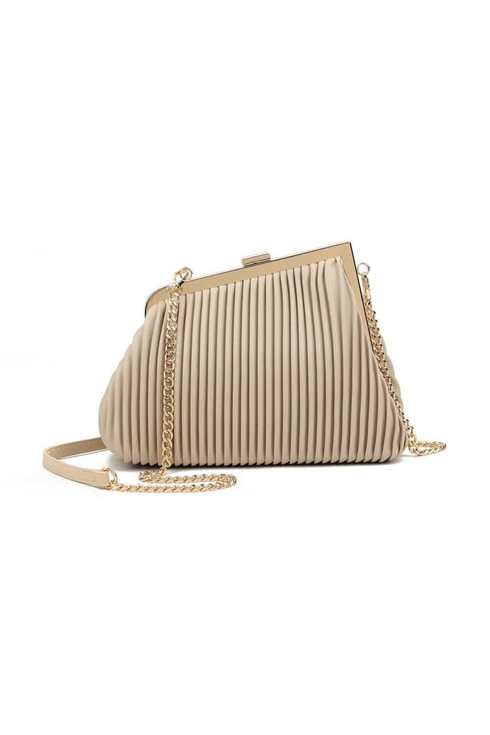 Miss Diva Women's Beyla Pleated Detail Clutch & Side Bag in Nude