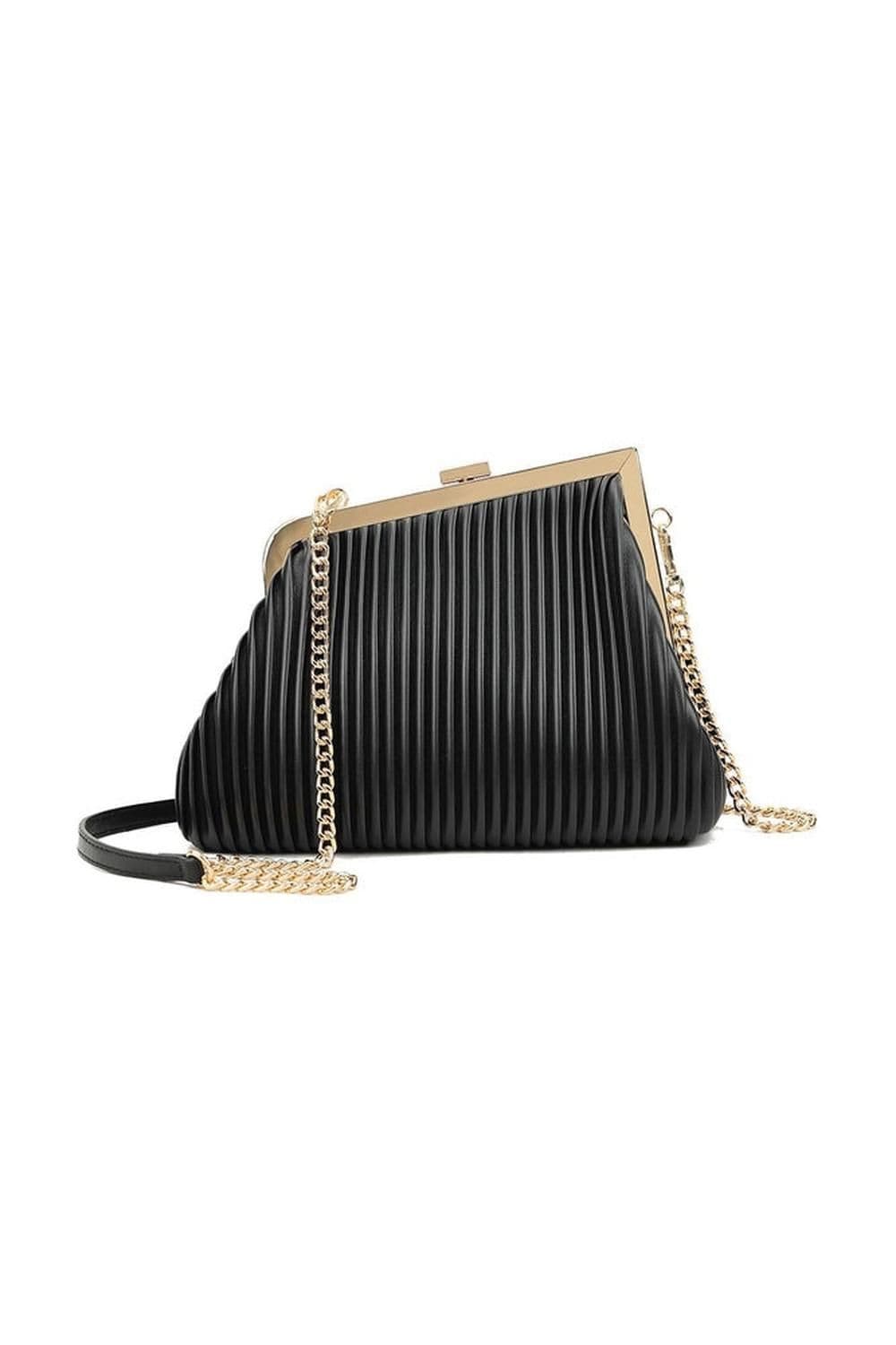Miss Diva Women's Beyla Pleated Detail Clutch & Side Bag in Black