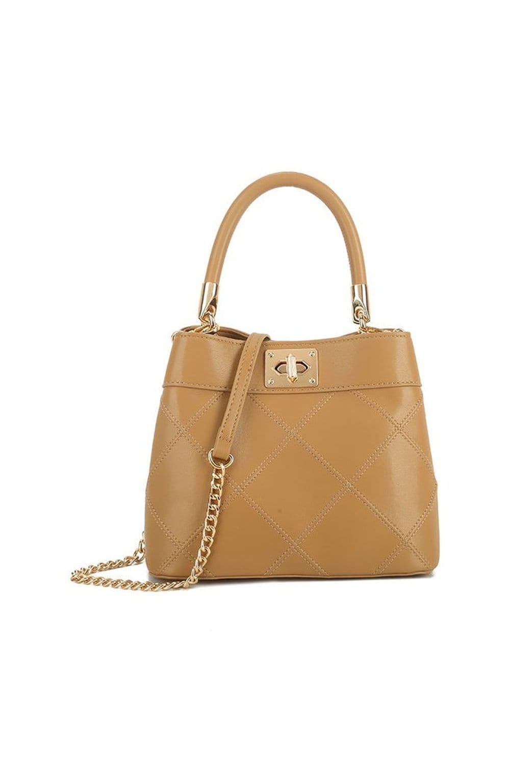 Miss Diva Women's Virelai Panel Pattern Bag with Strap in Camel