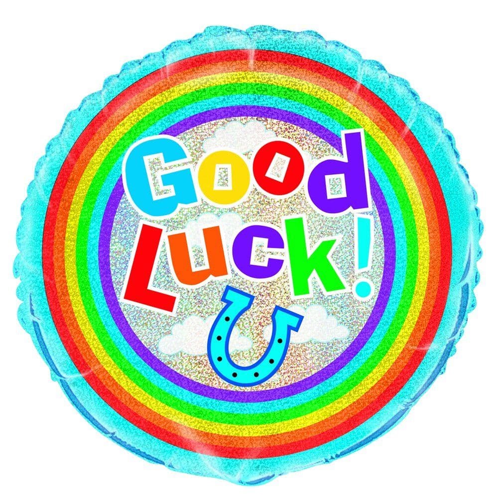 Good Luck Round Prismatic Foil Balloon