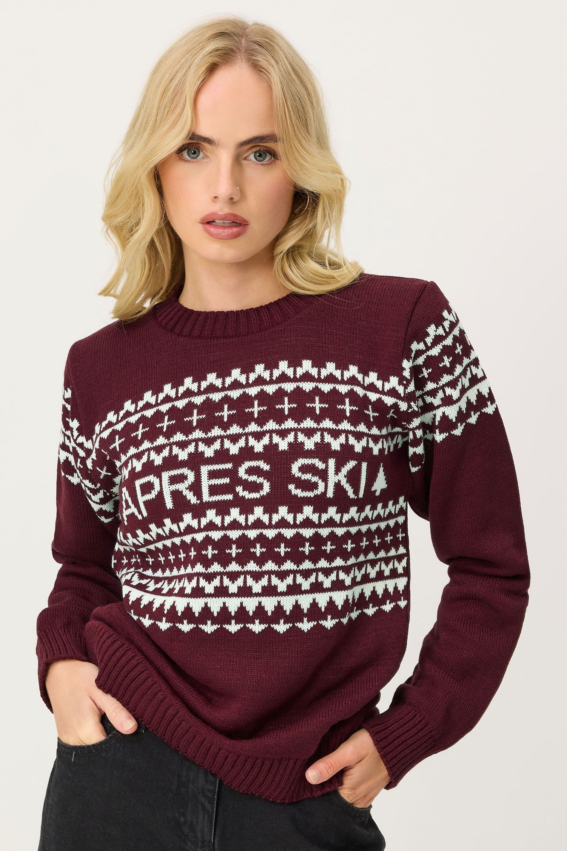 PixieGirl Women's Petite Knitted Slogan Jumper in Red | Size: 10-12