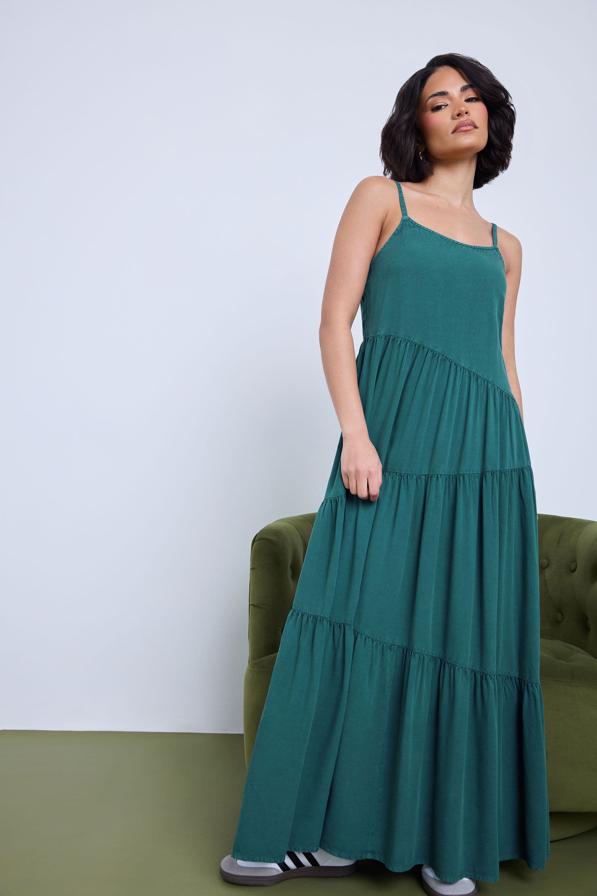 PixieGirl Women's Petite Acid Wash Asymmetric Dress in Teal | Size: 6