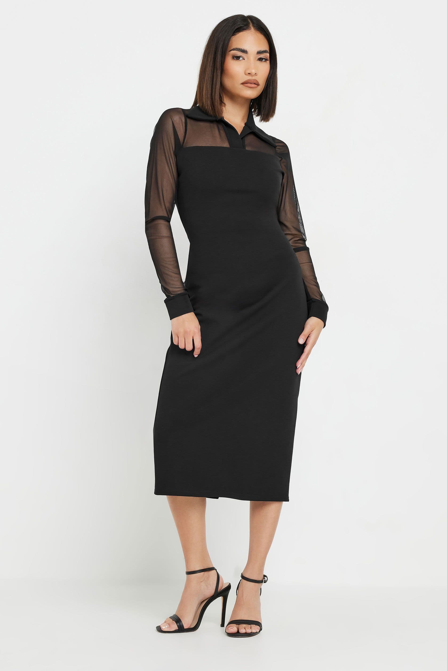 PixieGirl Women's Petite Midi Dress in Black | Size: 12