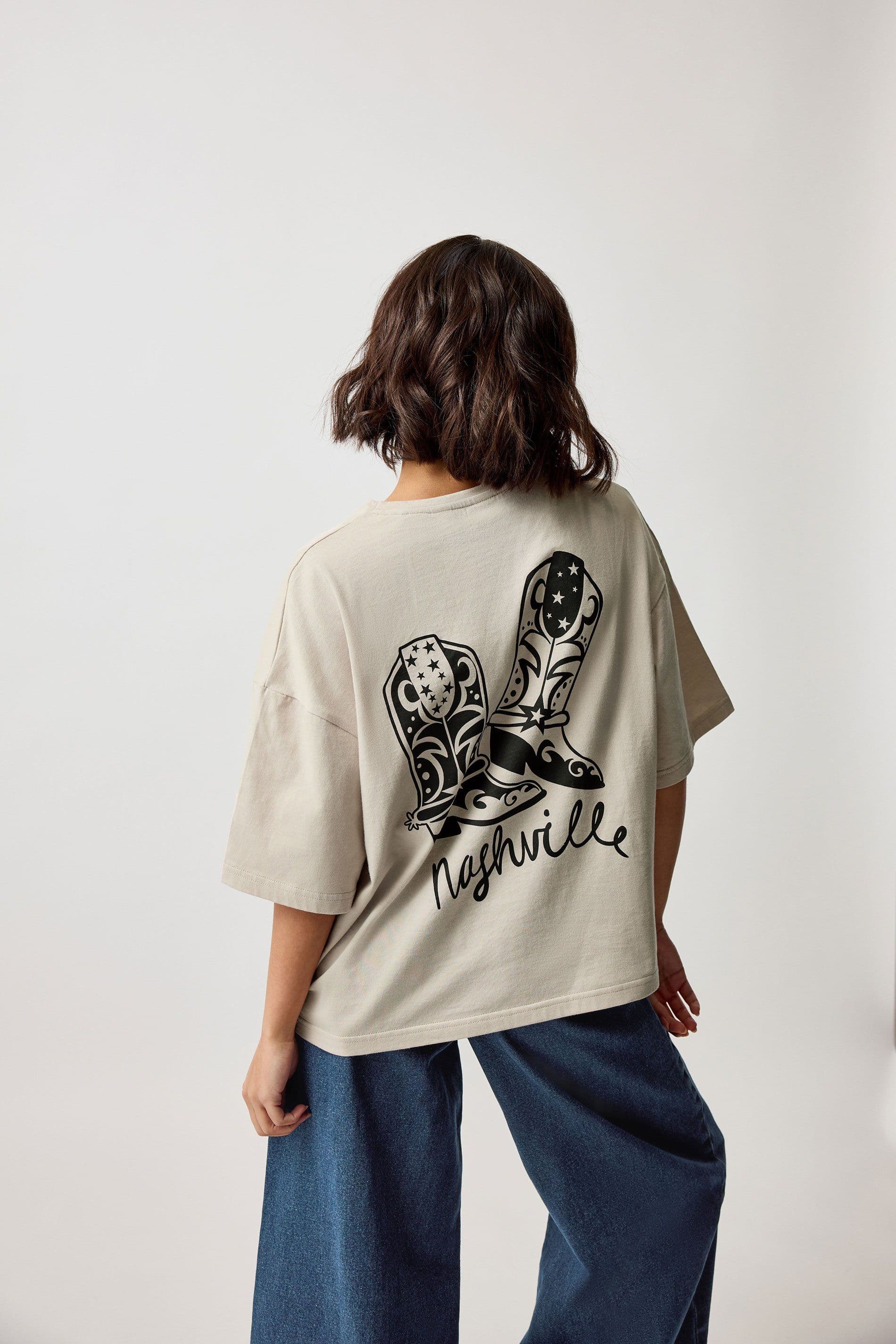 PixieGirl Women's Petite 'Nashville' Graphic T-Shirt in Brown | Size: 14