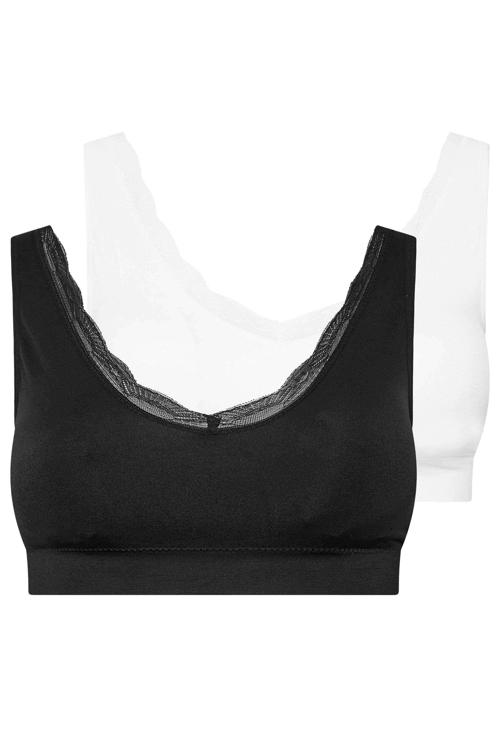 Yours Women's Lace Trim Seamless Bralette in Black | Size: 22-24