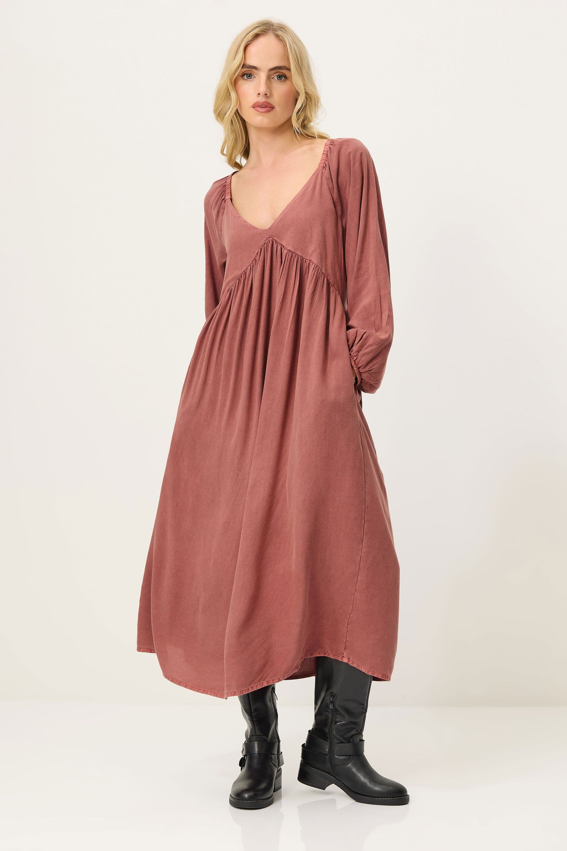 PixieGirl Women's Petite Tie Smock Dress in Pink | Size: 16