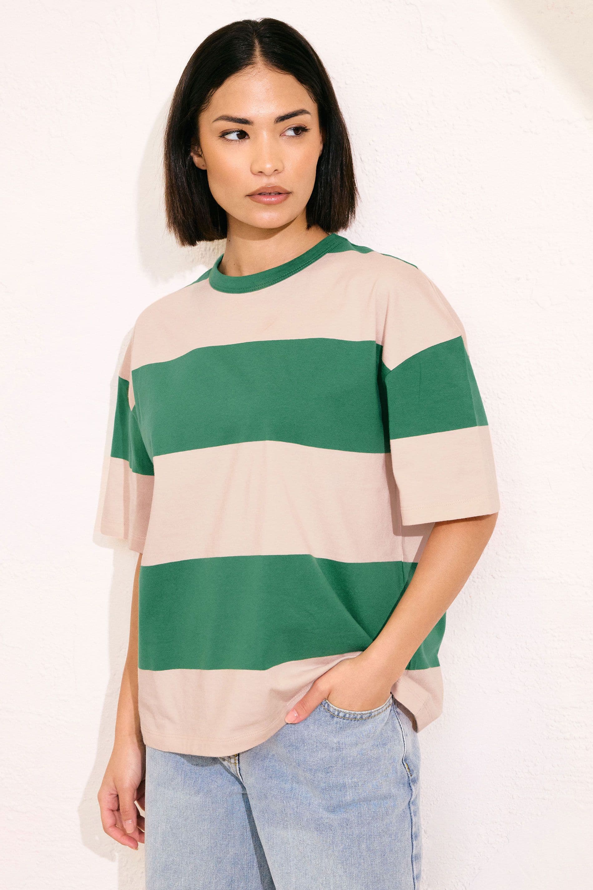 Petite Striped Boxy T Shirt