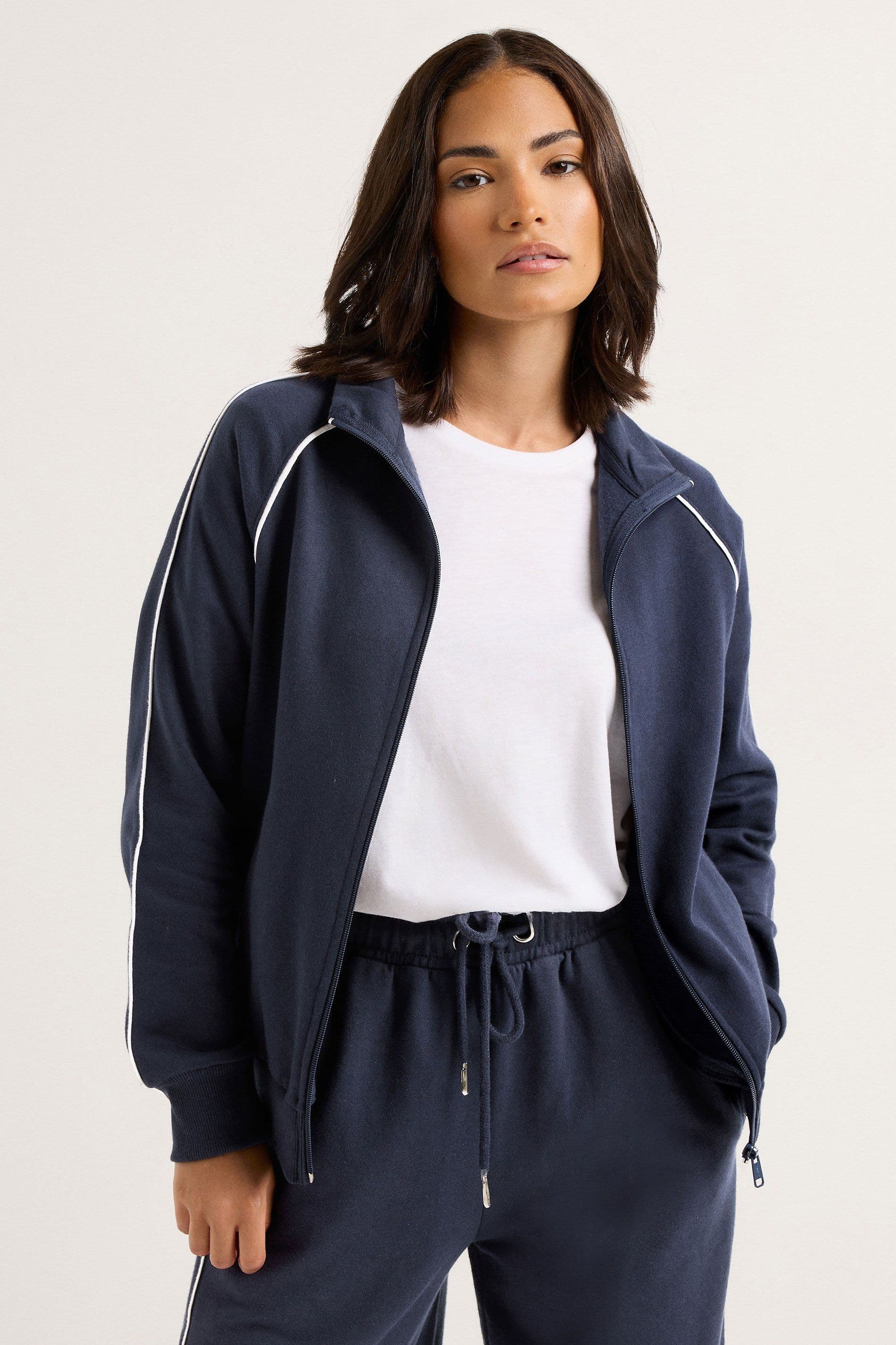 PixieGirl Women's Petite Zip Sweatshirt in Dark Navy | Size: 10