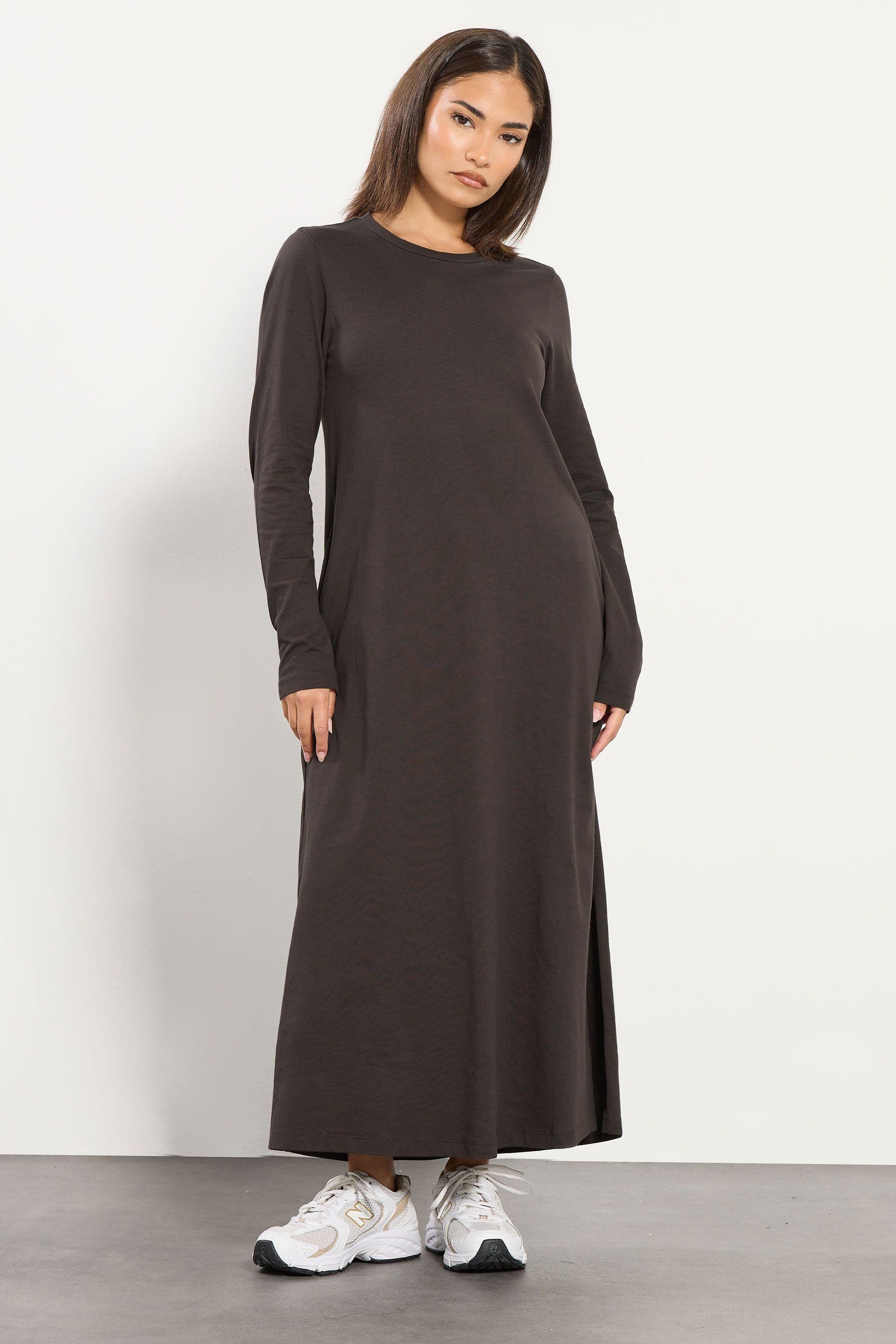 PixieGirl Women's Petite T-Shirt Maxi Dress in Chocolate | Size: 12
