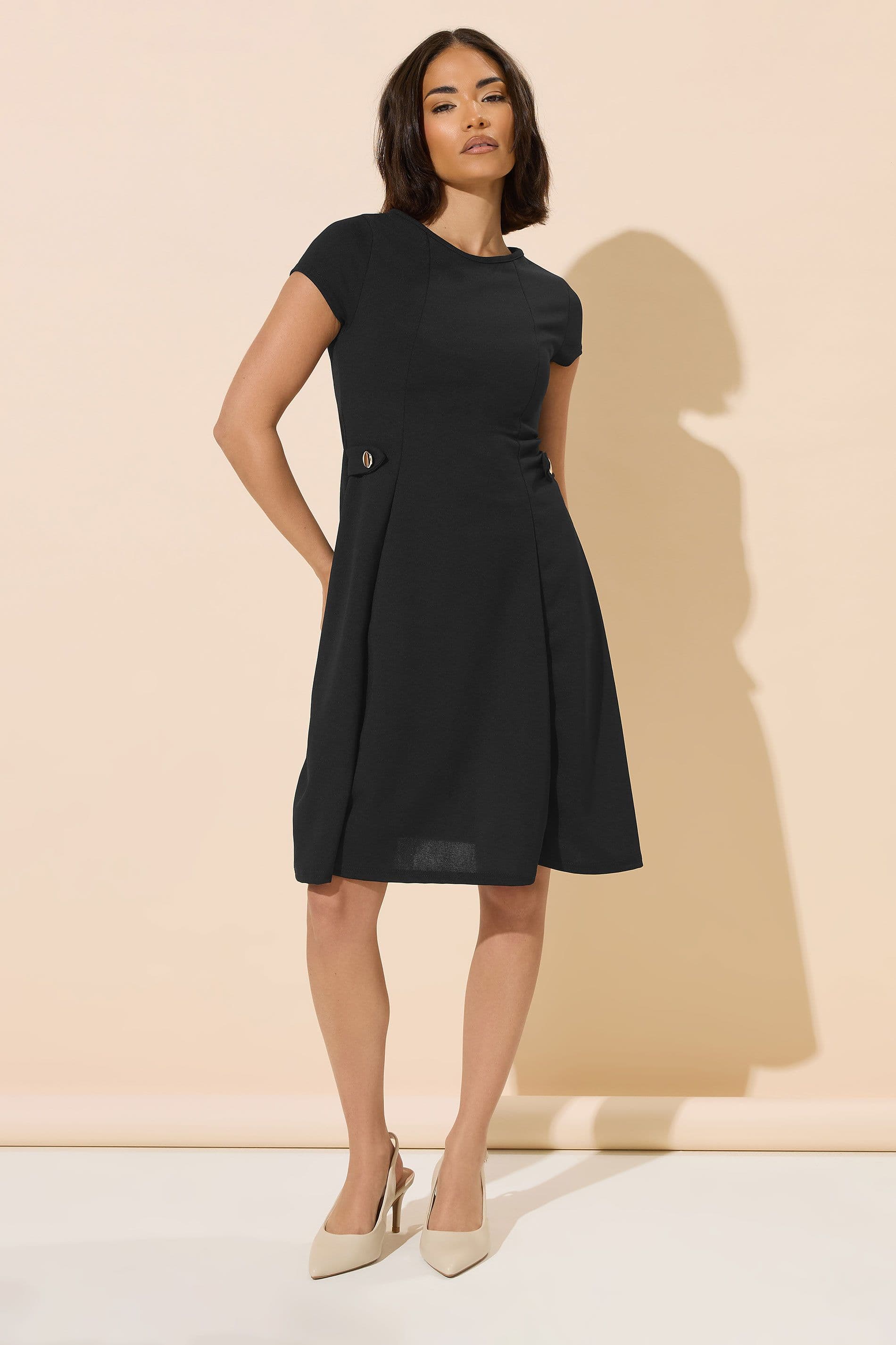 PixieGirl Women's Petite Pleated Mini Dress in Black | Size: 10