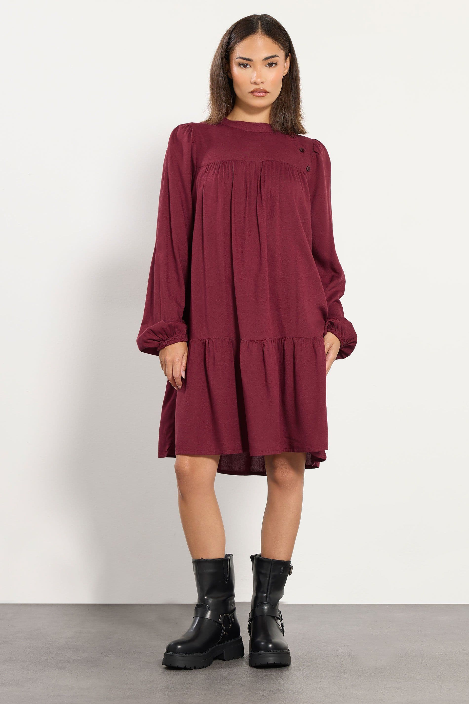 PixieGirl Women's Petite Smock Midi Dress in Red | Size: 14