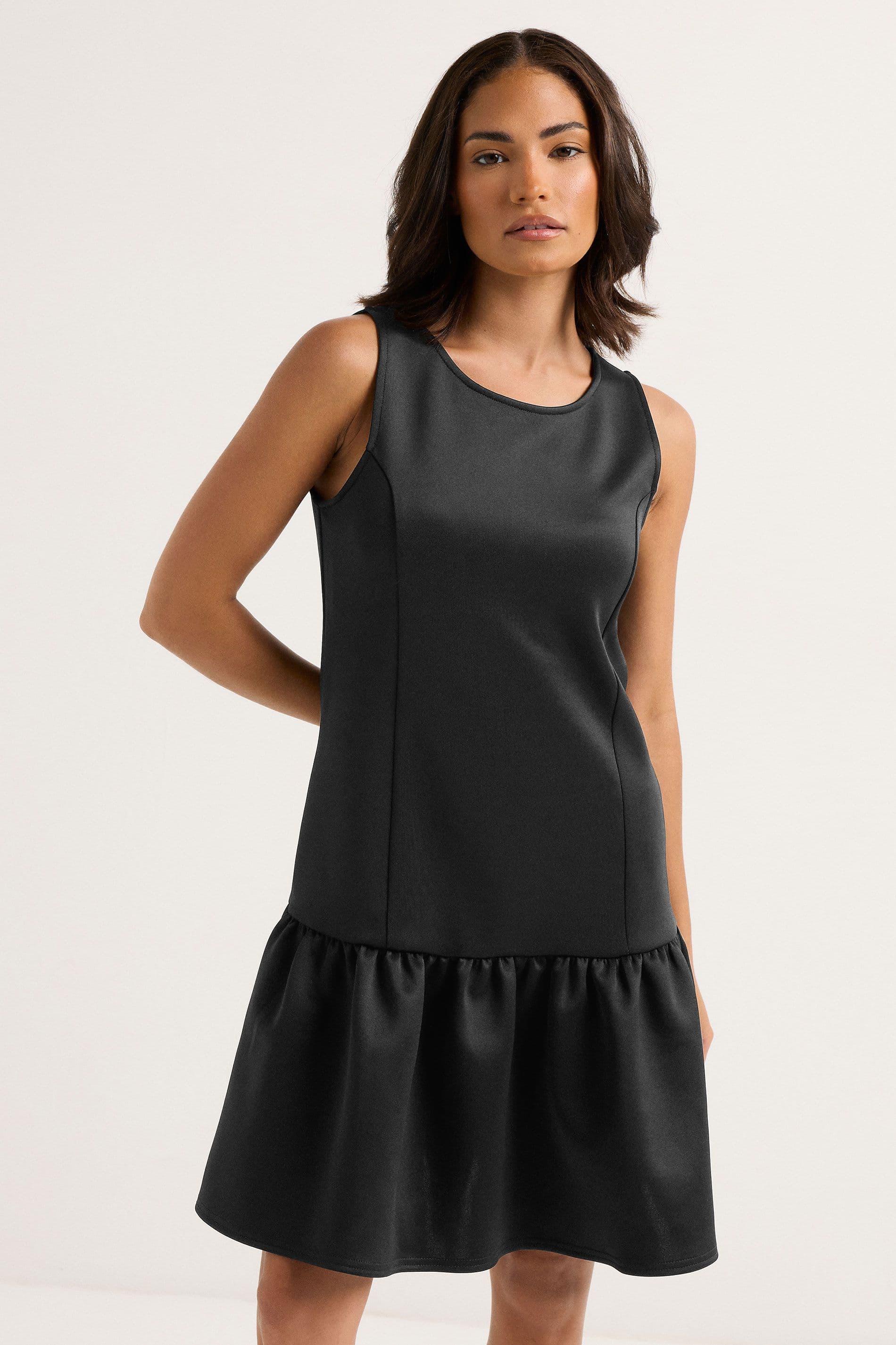 PixieGirl Women's Petite Scuba Mini Dress in Black | Size: 6