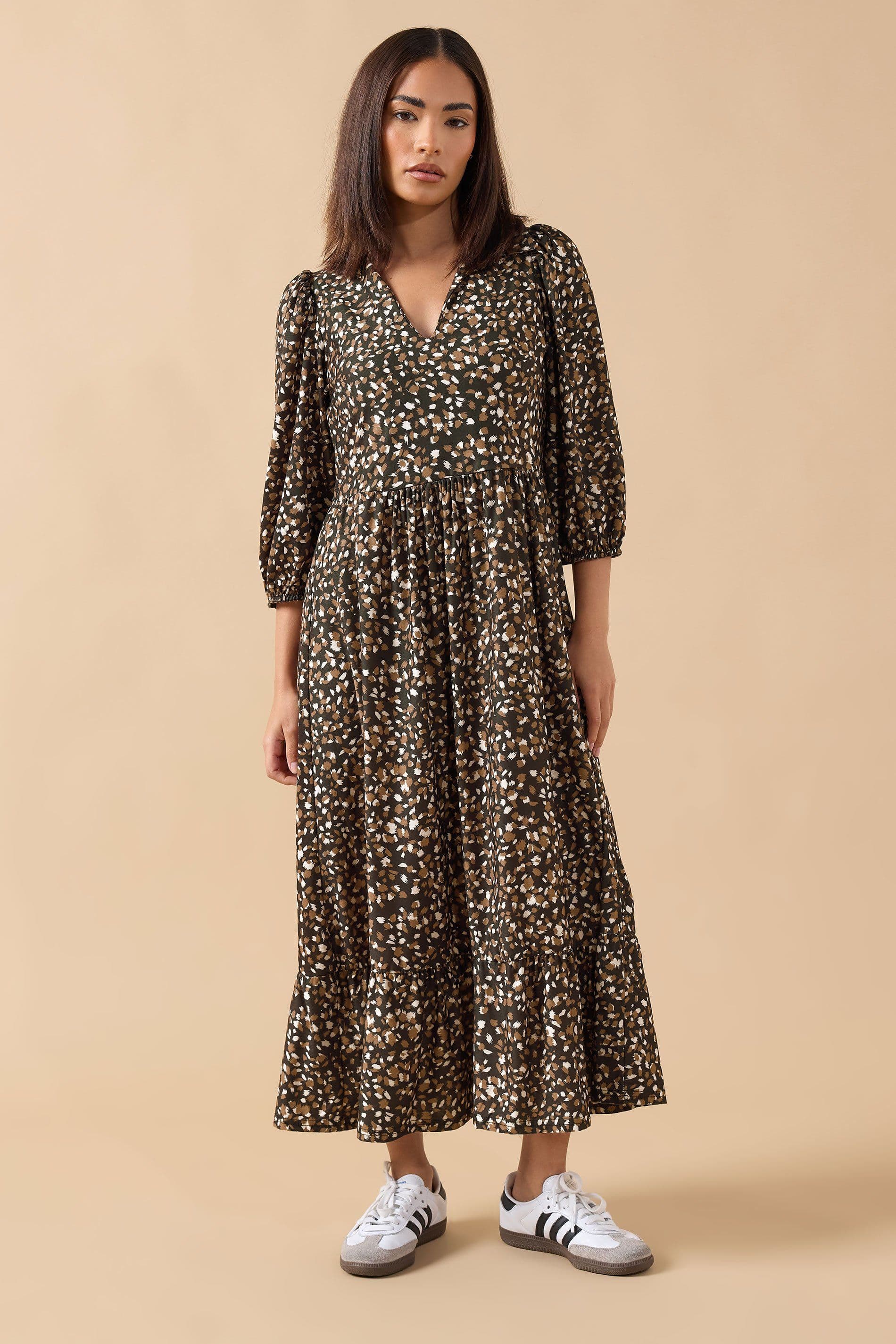 PixieGirl Women's Petite Collar Maxi Dress in Brown | Size: 10