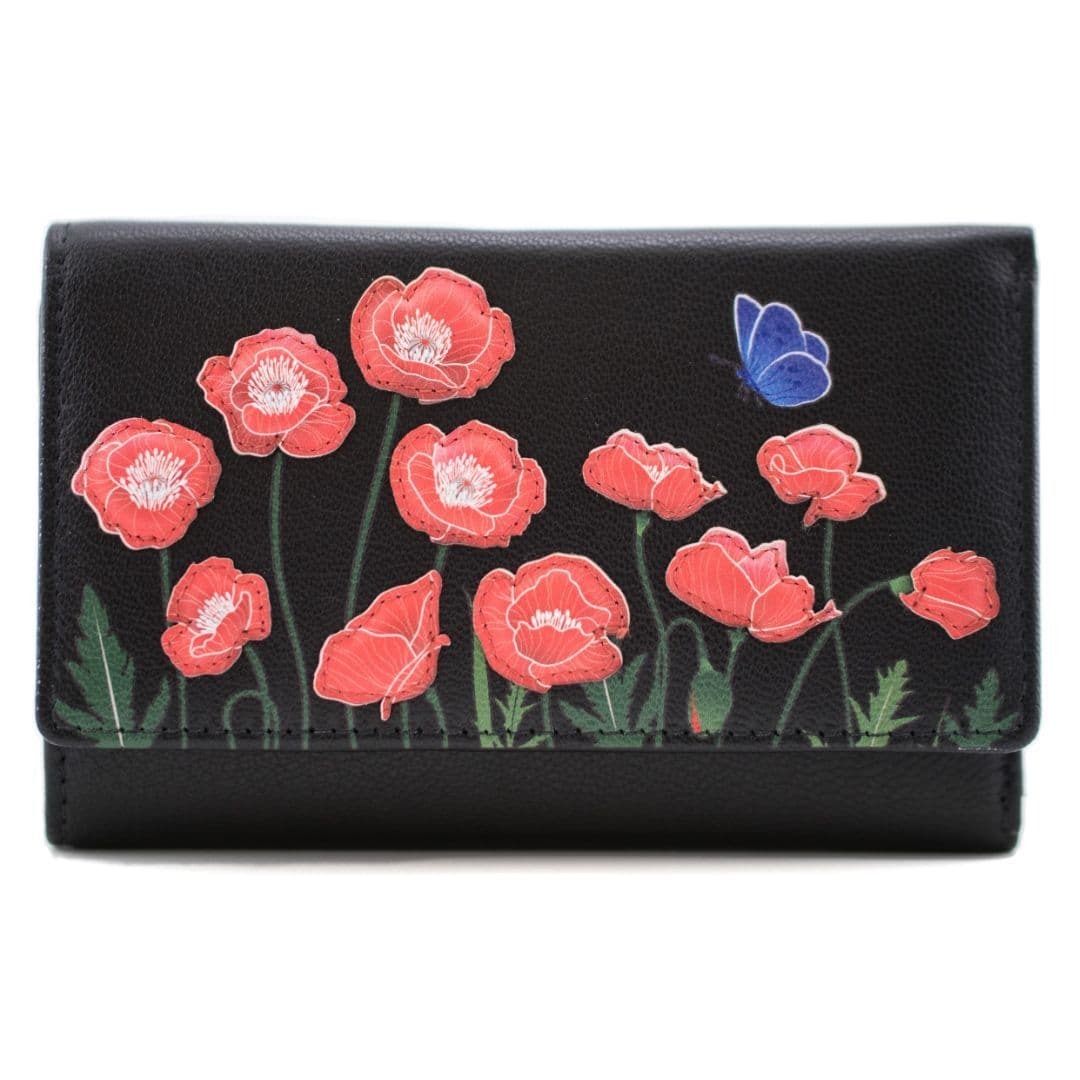 Poppy Floral Large Tri Fold RFID Purse
