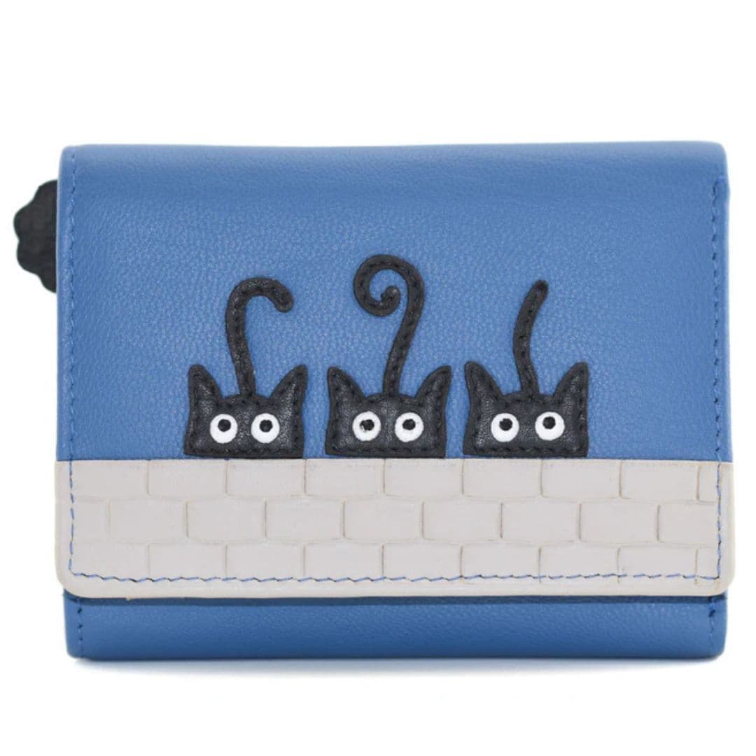 Peek Boo Cats Small Tri Fold Purse Blue