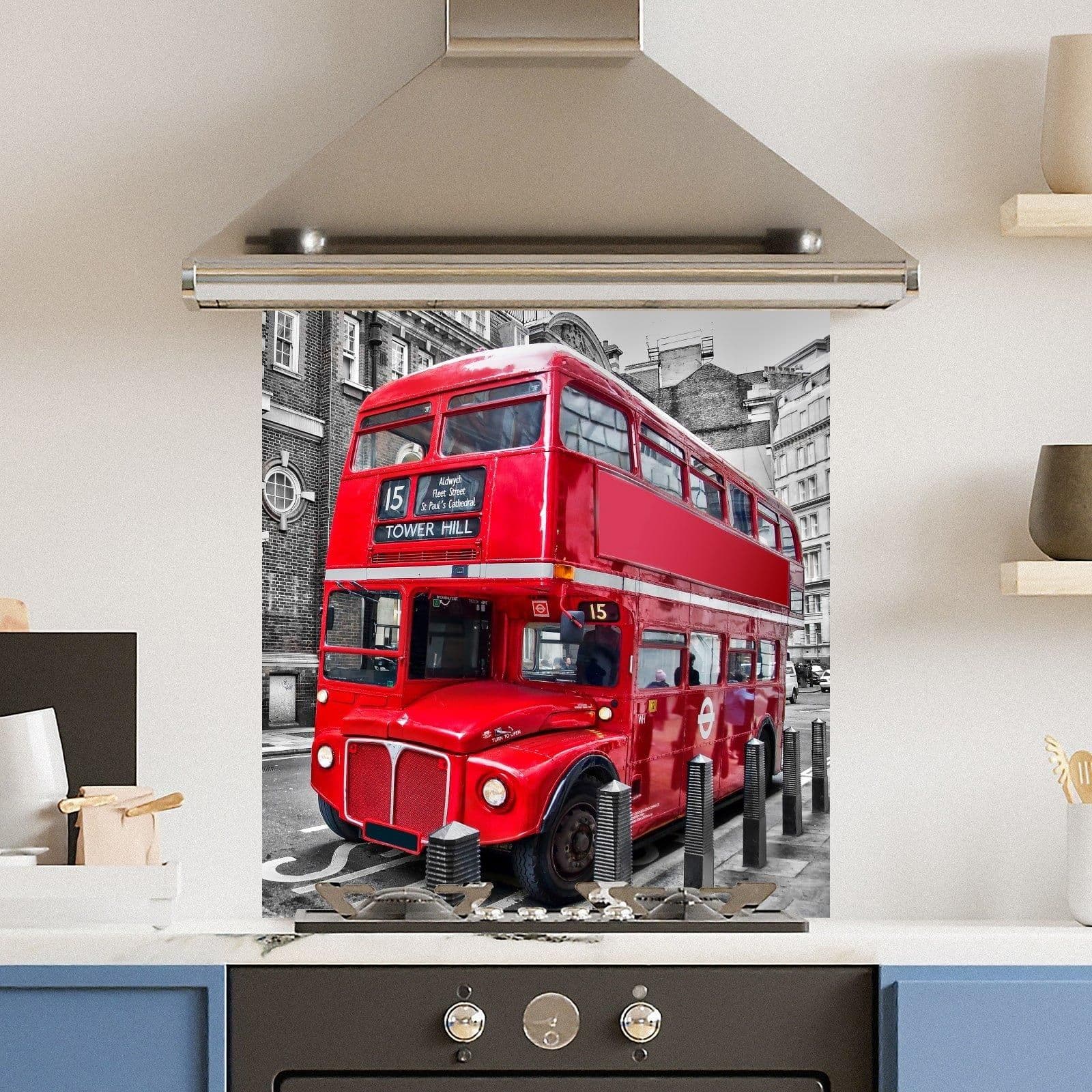 Premium 70x75cm 6mm Glass London Bus Kitchen Splashback Toughened