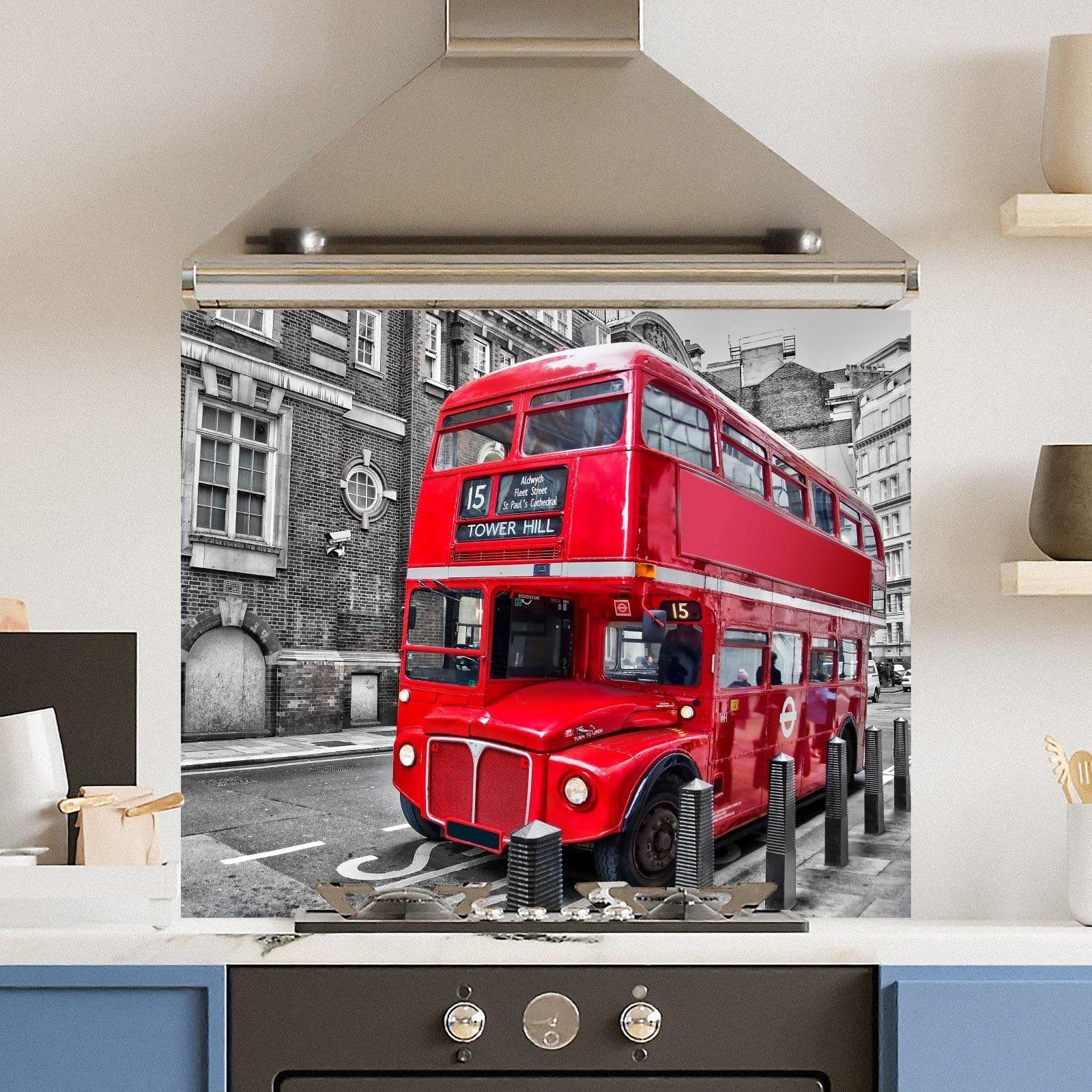 Premium 90 x 75cm 6mm Glass London Bus Kitchen Splashback Toughened