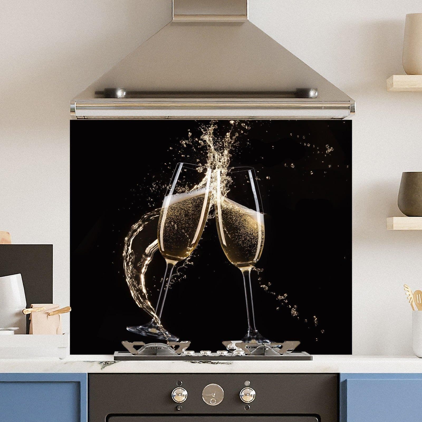 Premium 90 x 75cm 6mm Glass Champagne Flute Kitchen Splashback Toughened