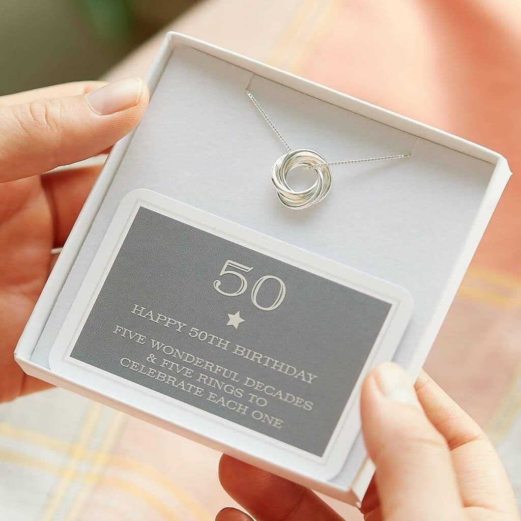 50th Birthday Sterling Ring Necklace