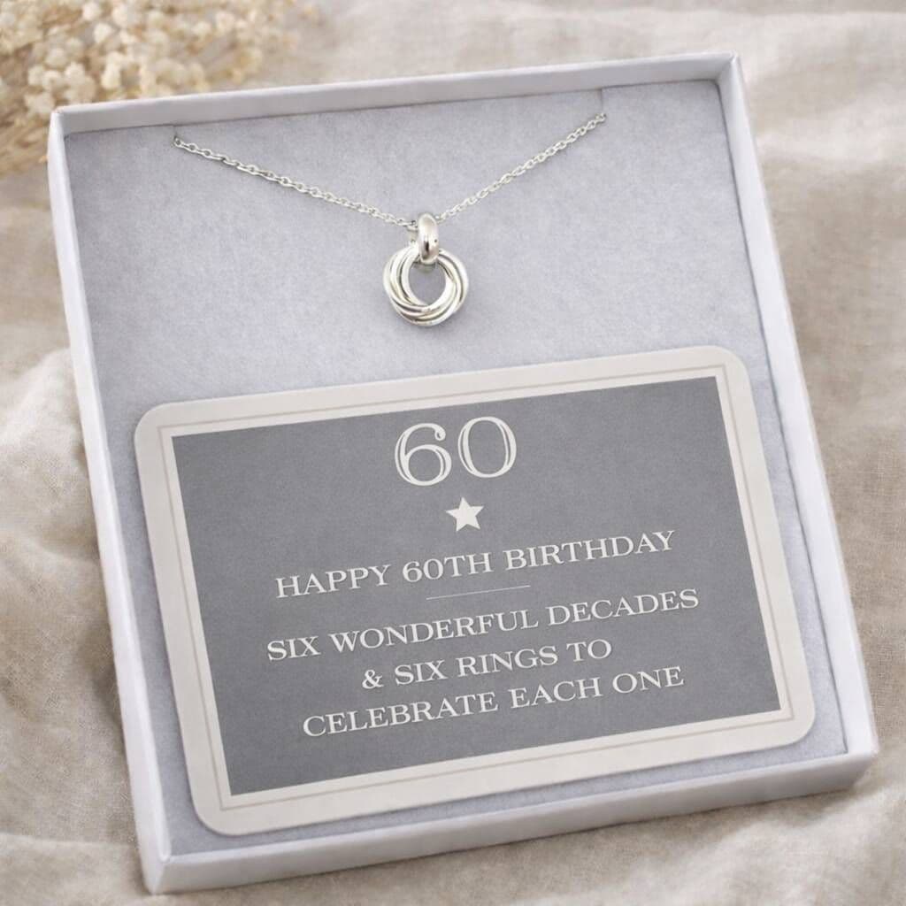 60th Birthday Sterling Ring Necklace