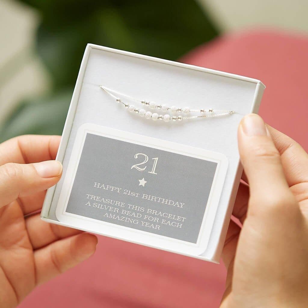 21st Birthday Sterling Ball Bracelet