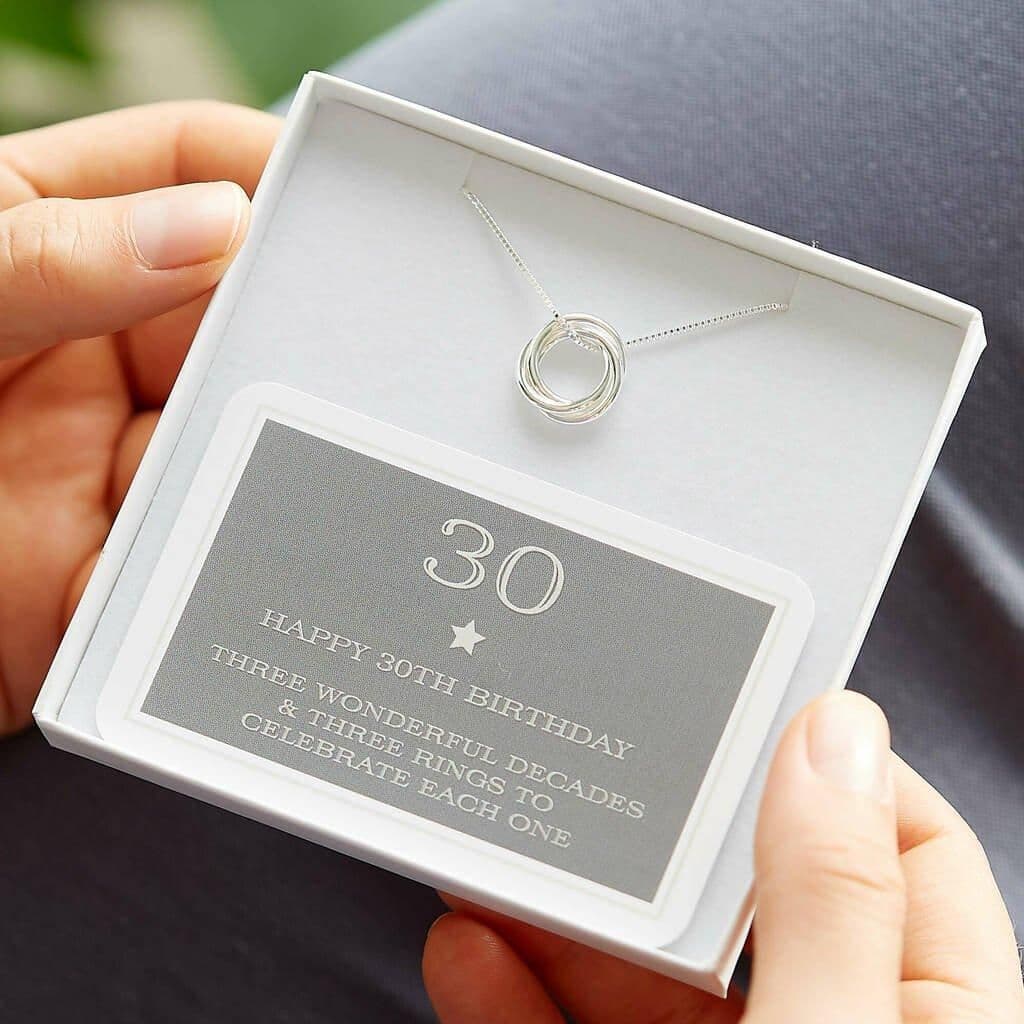 30th Birthday Sterling Ring Necklace