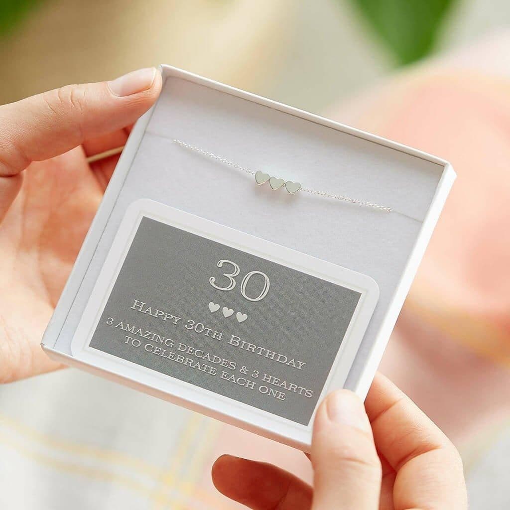 30th Birthday Solid Sterling Heart Bracelet