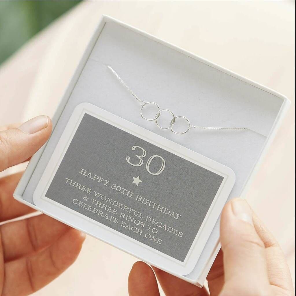 30th Birthday Sterling Three Ring Bracelet