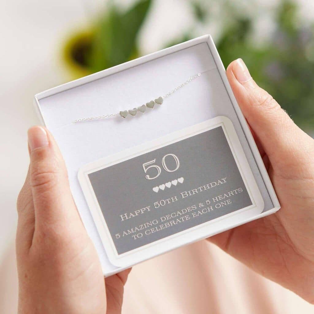 50th Birthday Solid Sterling Heart Bracelet