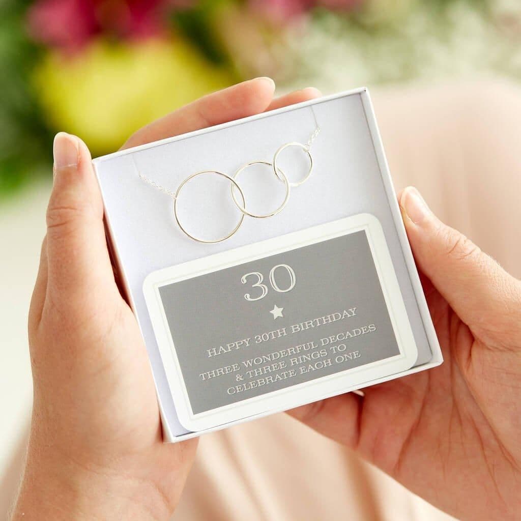 30th Birthday Sterling Statement Ring Necklace