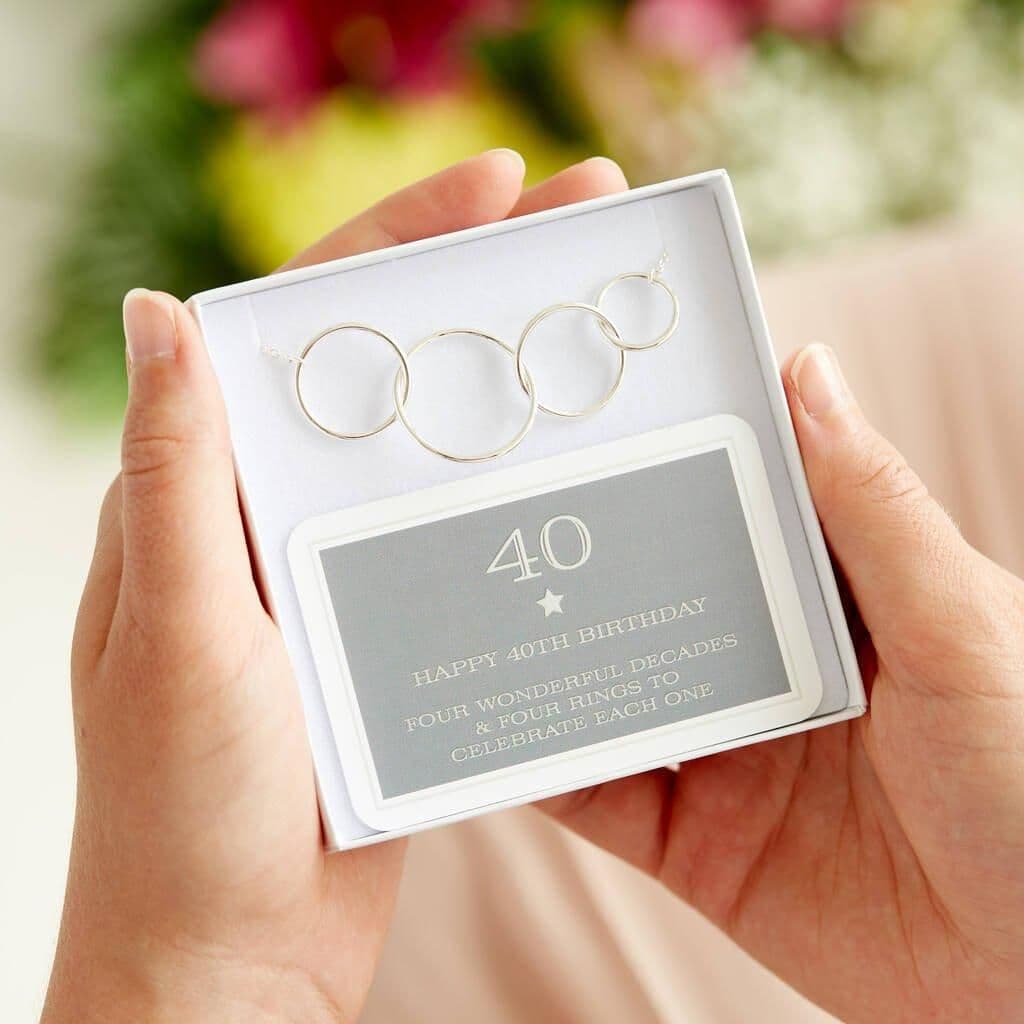 40th Birthday Sterling Statement Ring Necklace