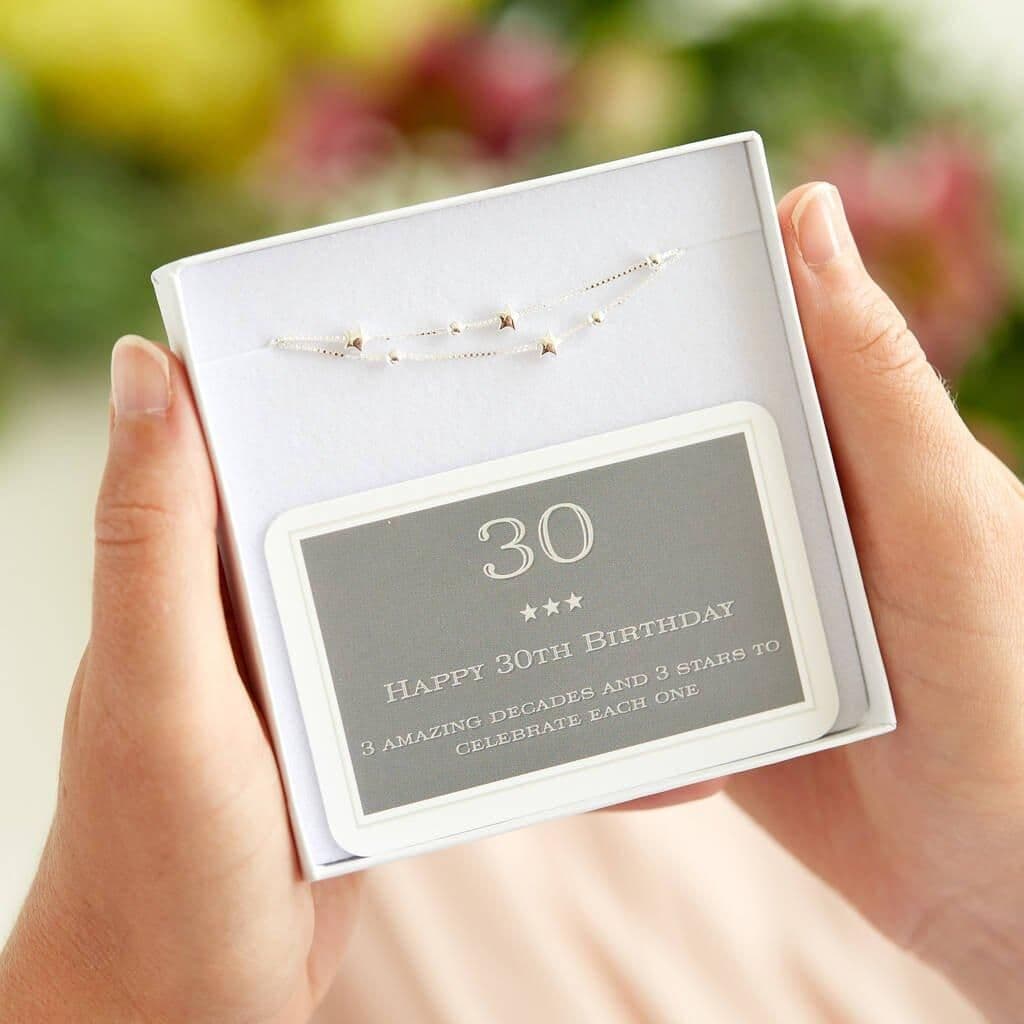 30th Birthday Sterling Three Star Bracelet
