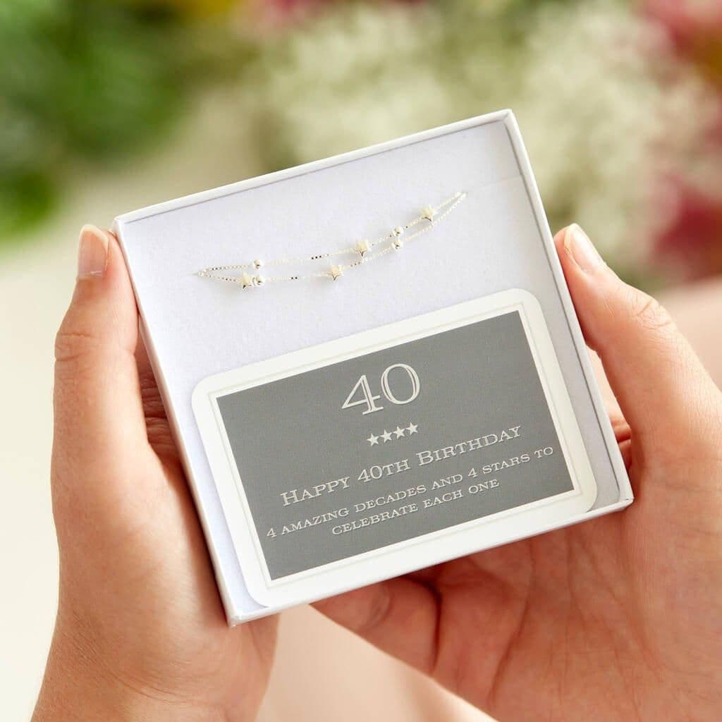 40th Birthday Solid Sterling Four Star Bracelet