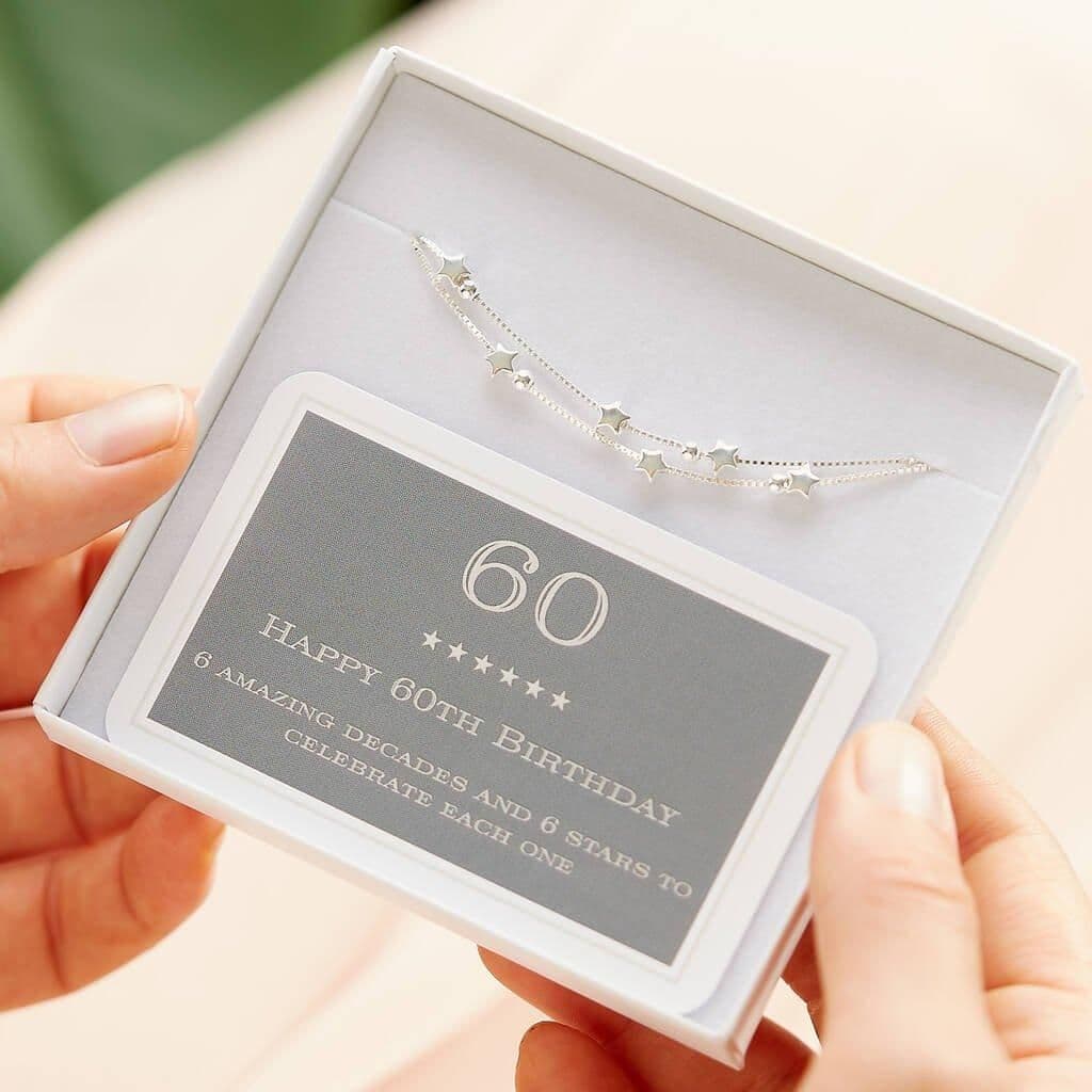60th Birthday Solid Sterling Six Star Bracelet