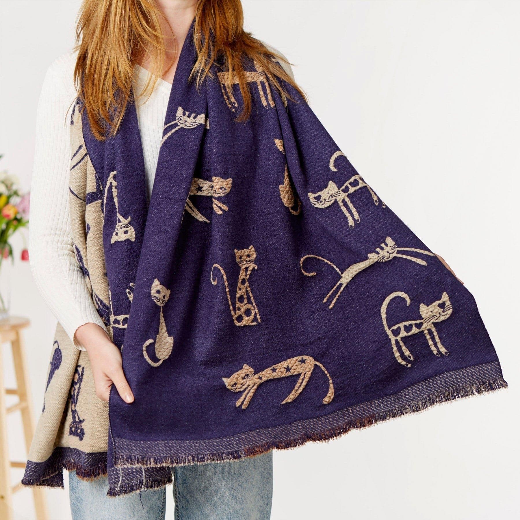 Crazy Cat Print Scarf