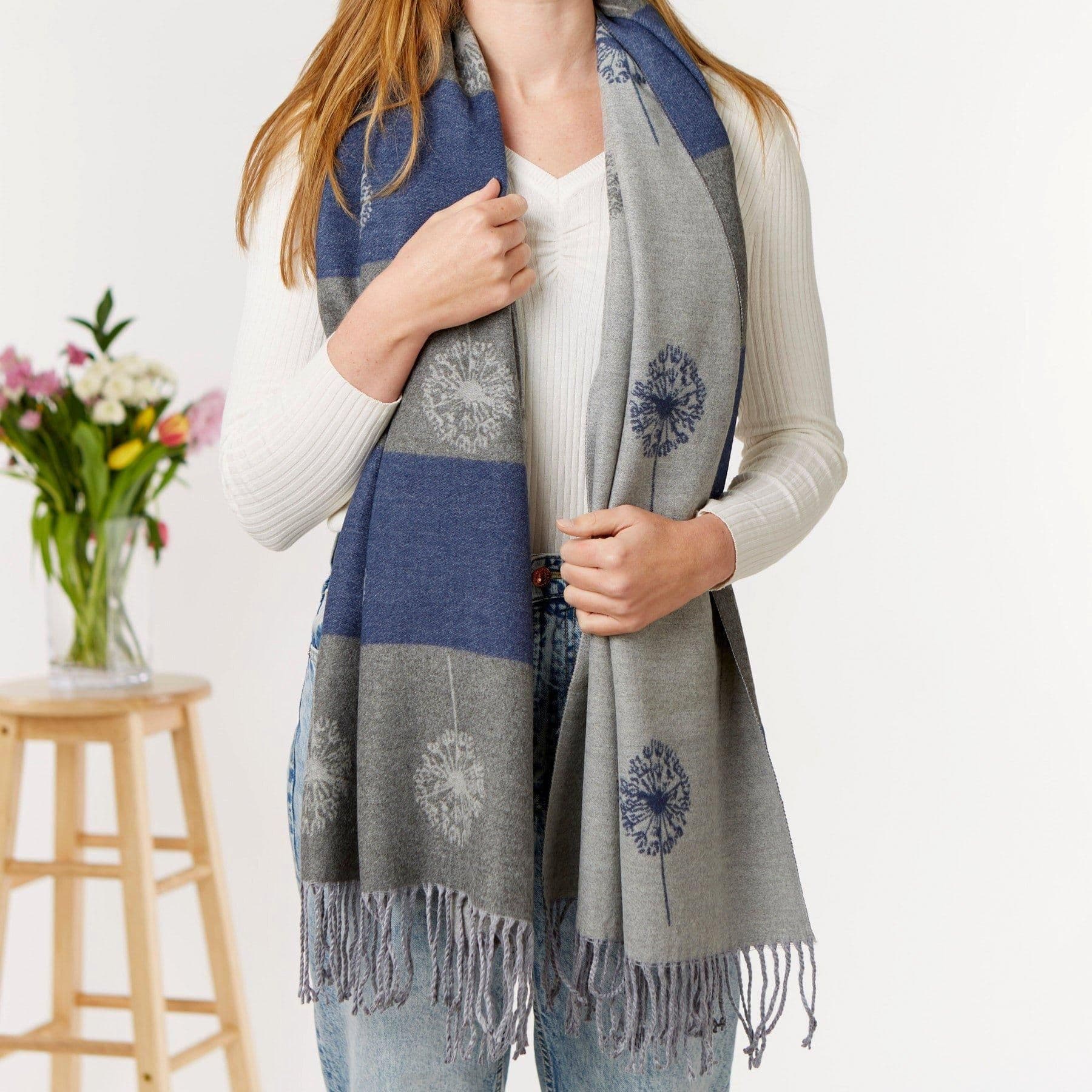 Grey Dandelion Print Scarf
